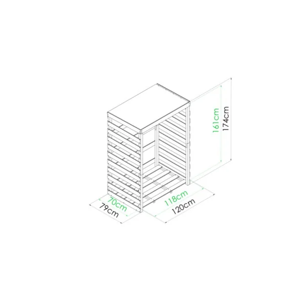 Abri Bûches en Pin Sylvestre 2 Stères avec Plancher Stockage Bois Bucher en Bois Rangement Bois Abri Bois
