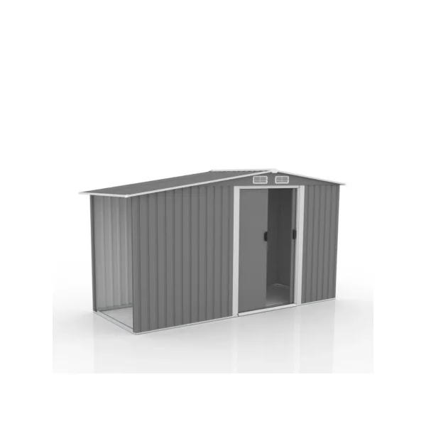 Abri de Jardin avec Bucher Gris 4,37m² + Kit Ancrage Abri Jardin Métallique Rangement Bois Outillage