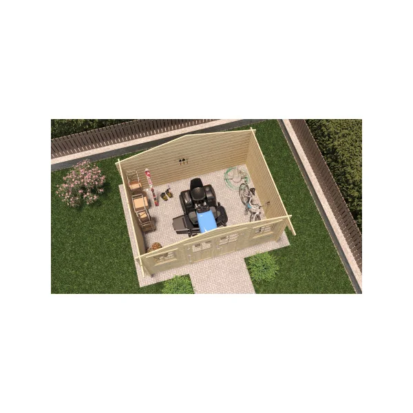 Abri de jardin Double Pente 13,94m² Madrier 34mm en Bois Massif Pin Sylvestre Abri en Bois Stockage