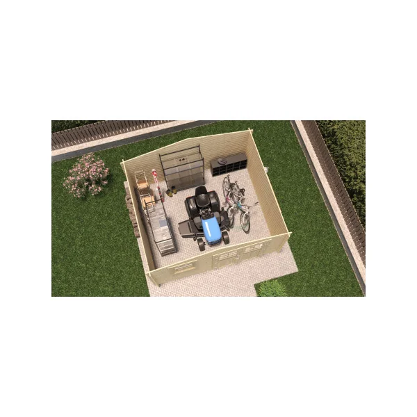Abri de jardin Double Pente 14,40m² Madrier 28mm en Bois Massif Pin Sylvestre Abri en Bois Stockage