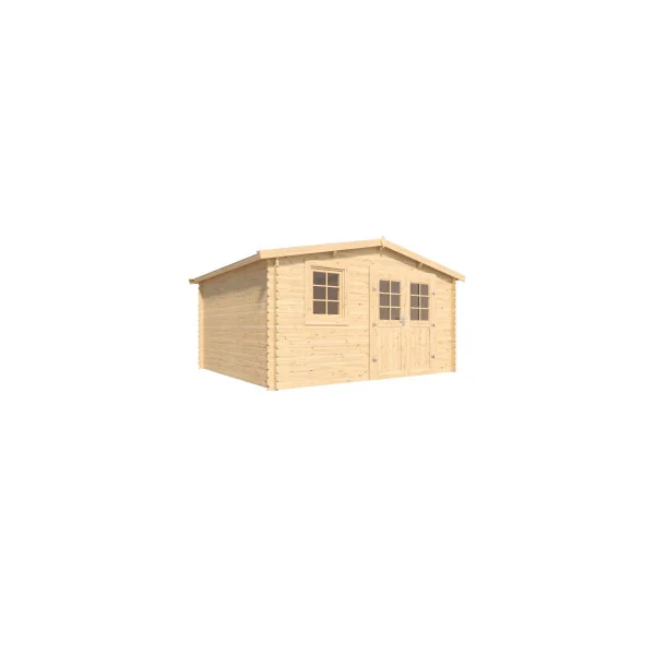 Abri de jardin Double Pente 14,40m² Madrier 28mm en Bois Massif Pin Sylvestre Abri en Bois Stockage
