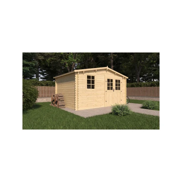 Abri de jardin Double Pente 16,48m² Madrier 28mm en Bois Massif Pin Sylvestre Abri en Bois Stockage