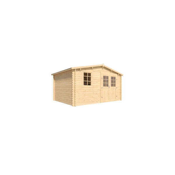 Abri de jardin Double Pente 16,48m² Madrier 28mm en Bois Massif Pin Sylvestre Abri en Bois Stockage