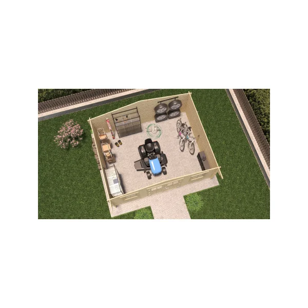 Abri de jardin Double Pente 22,69m² Madrier 34mm en Bois Massif Pin Sylvestre Abri en Bois Stockage