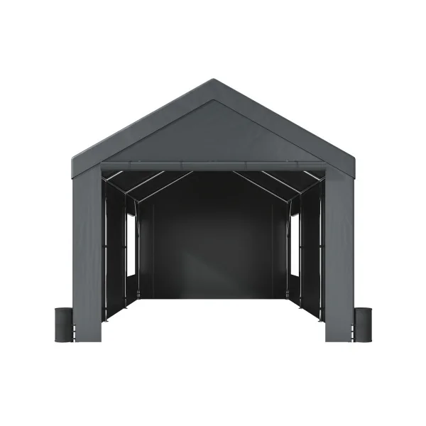Abri Jardin Tente de Stockage Abri Voiture Bateau Vélo Moto Gris 18 m² Tubes Galvanisés 38 mm Abri Extérieur