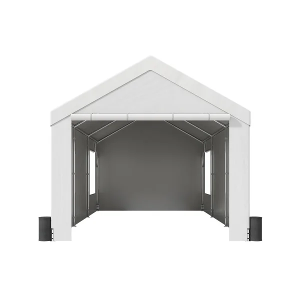 Abri Jardin Tente de Stockage Blanche Abri Voiture Bateau Vélo Moto 22 m² Tubes Galvanisés 38 mm Abri Extérieur