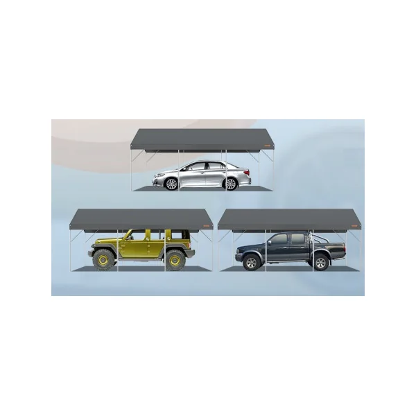 Abri Jardin Tente de Stockage Gris Abri Voiture Bateau Vélo Moto 22 m² Tubes Galvanisés 38 mm Abri Extérieur