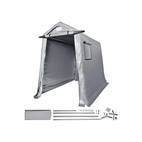 Abri Jardin Tente de Stockage Vélo Moto Gris 4,42 m² Tubes Galvanisés 38 mm Abri Extérieur