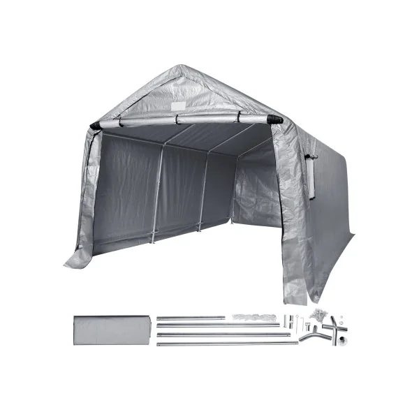 Abri Jardin Tente de Stockage Vélo Voiture Moto Gris 13,89 m² Tubes Galvanisés 38 mm Abri Extérieur