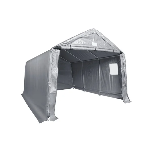Abri Jardin Tente de Stockage Vélo Voiture Moto Gris 13,89 m² Tubes Galvanisés 38 mm Abri Extérieur