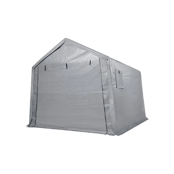 Abri Jardin Tente de Stockage Vélo Voiture Moto Gris 7,77 m² Tubes Galvanisés 38 mm Abri Extérieur