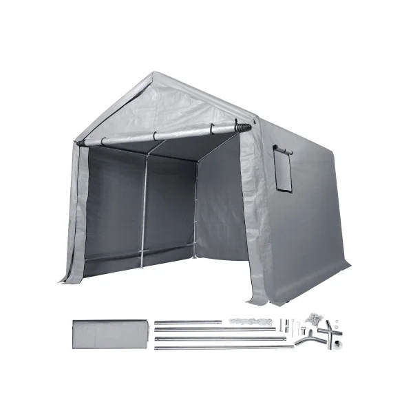 Abri Jardin Tente de Stockage Vélo Voiture Moto Gris 9,24 m² Tubes Galvanisés 38 mm Abri Extérieur