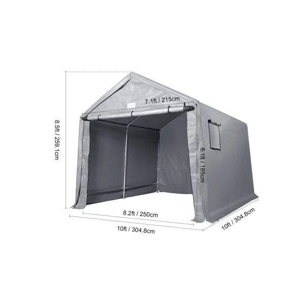 Abri Jardin Tente de Stockage Vélo Voiture Moto Gris 9,24 m² Tubes Galvanisés 38 mm Abri Extérieur