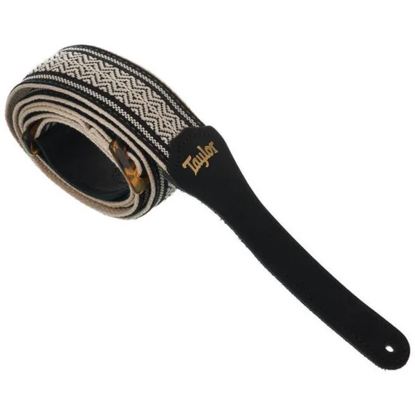 Academy Jacquard Leather Guitar Strap 4004-20 - White/Black