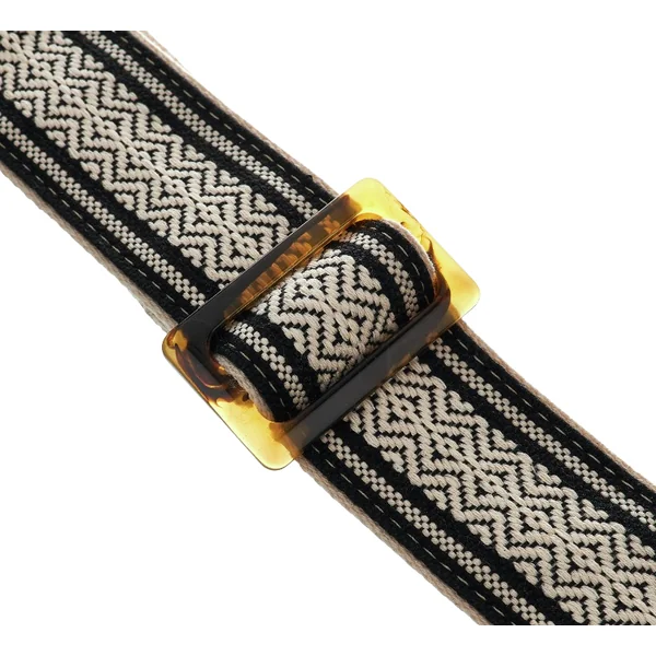 Academy Jacquard Leather Guitar Strap 4004-20 - White/Black