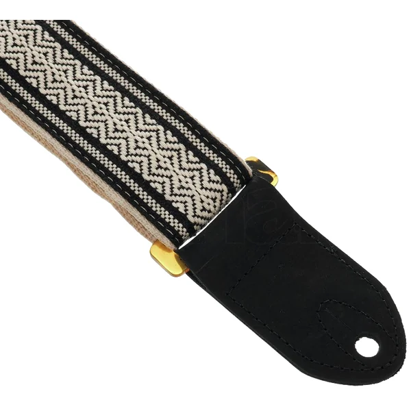 Academy Jacquard Leather Guitar Strap 4004-20 - White/Black