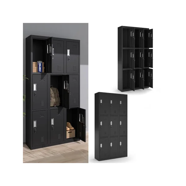 Armoire en Acier Noir Casier Vestiaire x9 Cases Armoire Acier Vestiaire Professionnel