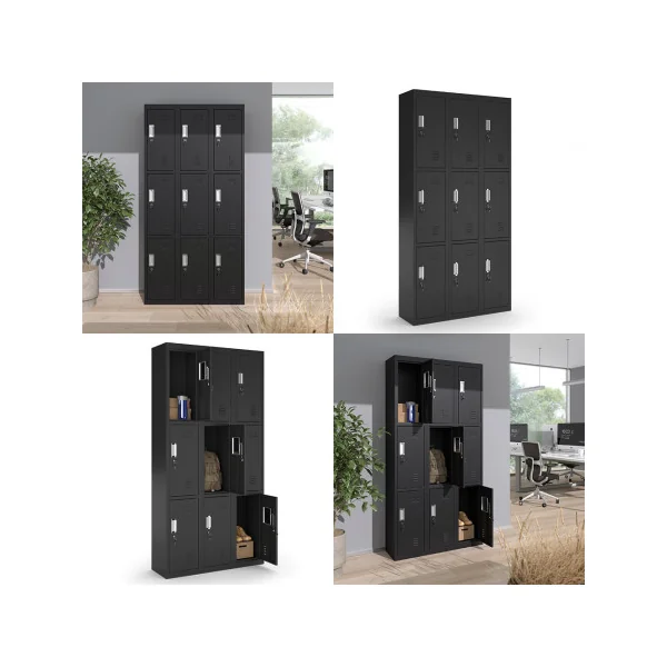 Armoire en Acier Noir Casier Vestiaire x9 Cases Armoire Acier Vestiaire Professionnel