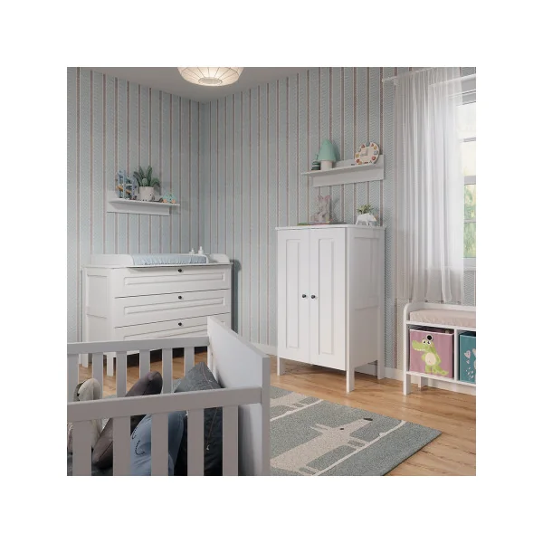 Armoire Enfant Blanc 2 Portes Dressing Gris Armoire Chambre Moderne