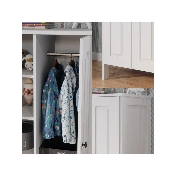 Armoire Enfant Blanc 2 Portes Dressing Gris Armoire Chambre Moderne