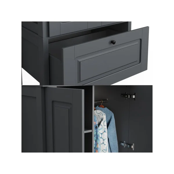 Armoire Enfant Grise 2 Portes 1 Tiroir Dressing Gris Armoire Chambre Moderne