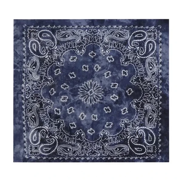 Bandana 100% coton - motif Cachemire - effet délavé - Bleu marine x1