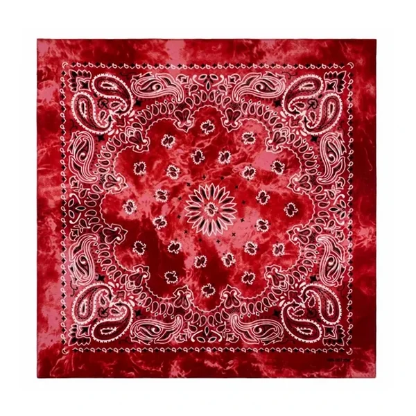 Bandana 100% coton - motif Cachemire - effet délavé - Rouge x1