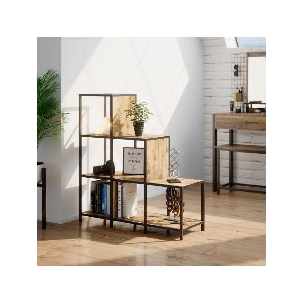 Bibliothèque Escalier Bois Antique Meuble Etagère Industriel Meuble Rangement Livres