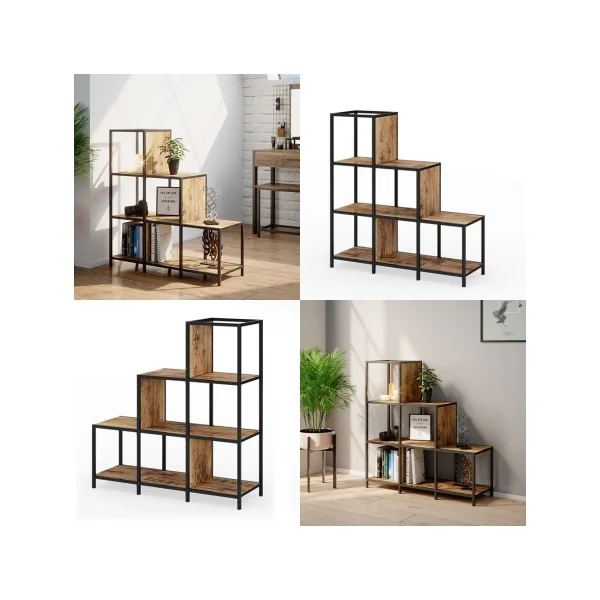 Bibliothèque Escalier Bois Antique Meuble Etagère Industriel Meuble Rangement Livres
