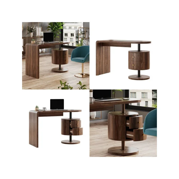 Bureau Epuré Chêne Rustique 2 Tiroirs Table de Bureau Moderne Bureau Informatique Design