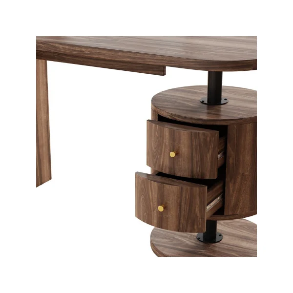 Bureau Epuré Chêne Rustique 2 Tiroirs Table de Bureau Moderne Bureau Informatique Design