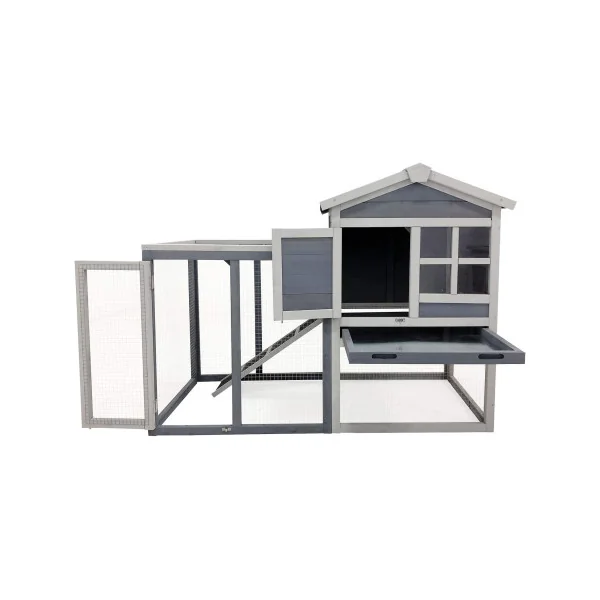 Clapier Lapin Mèze Gris Cage Lapin Extérieur en Bois