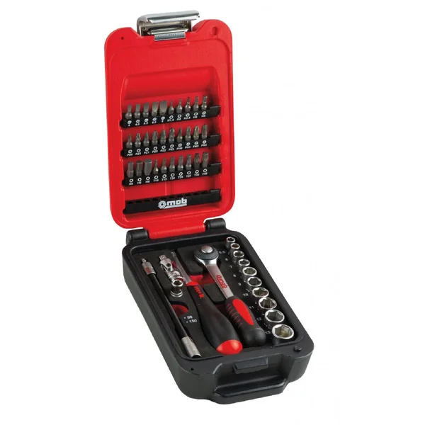 Coffret box 1/4'' 46 pièces 6 pans cliquet rond - MOB