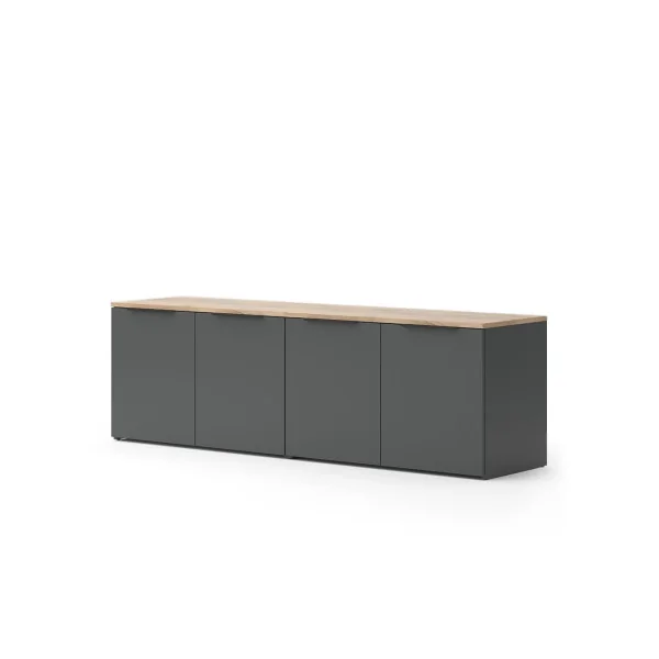 Commode 4 Anthracite et Chêne Commode Chambre Commode Salon Moderne