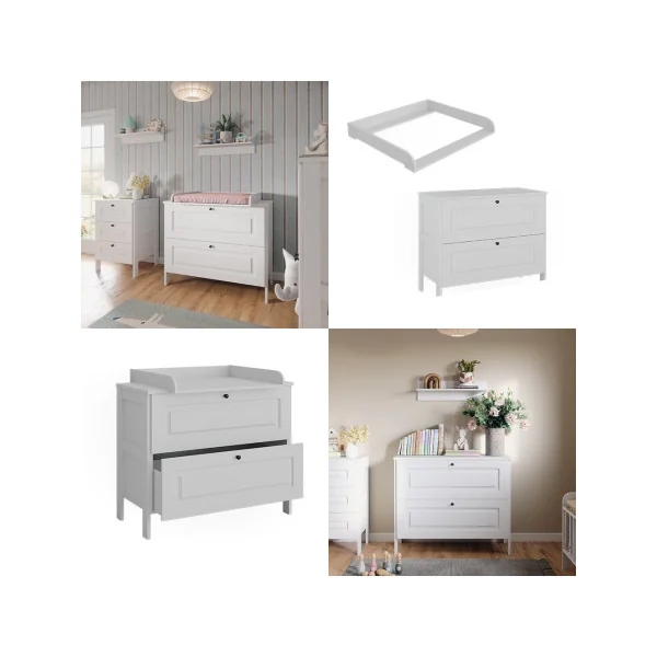Commode à Langer Blanche 2 Tiroirs Table Langer Blanc Plan à Langer Amovible