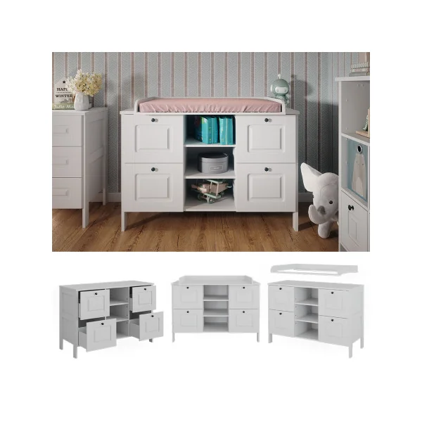 Commode à Langer Blanche 4 Tiroirs 3 Rangements Table Langer Blanc Plan à Langer Amovible