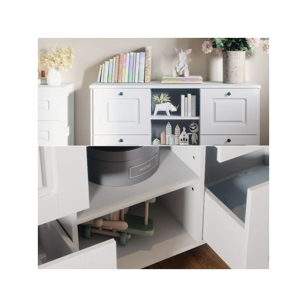 Commode à Langer Blanche 4 Tiroirs 3 Rangements Table Langer Blanc Plan à Langer Amovible