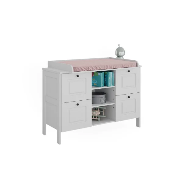 Commode à Langer Blanche 4 Tiroirs 3 Rangements Table Langer Blanc Plan à Langer Amovible