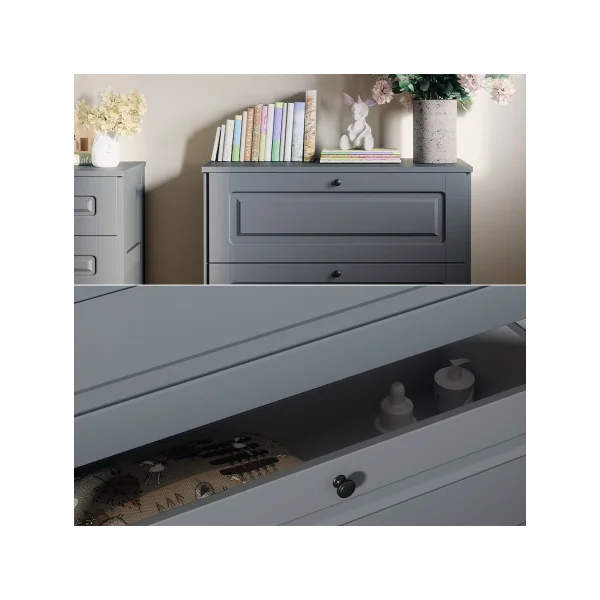 Commode à Langer Grise 2 Tiroirs Table Langer Gris Plan à Langer Amovible