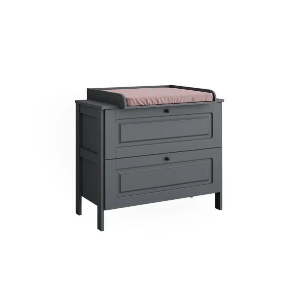 Commode à Langer Grise 2 Tiroirs Table Langer Gris Plan à Langer Amovible
