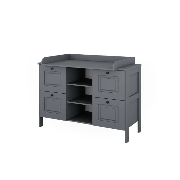 Commode à Langer Grise 4 Tiroirs 3 Rangements Table Langer Gris Plan à Langer Amovible
