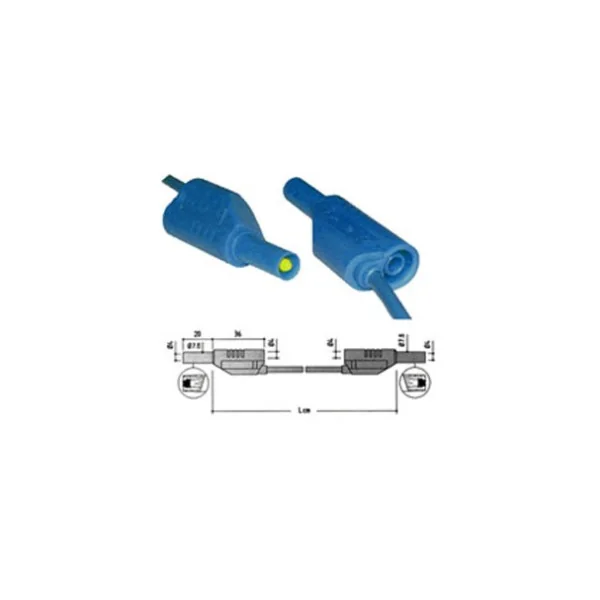 CORDON LABO BANANE SECURITE 2 METRES NOIR 1000V 20A (100150)