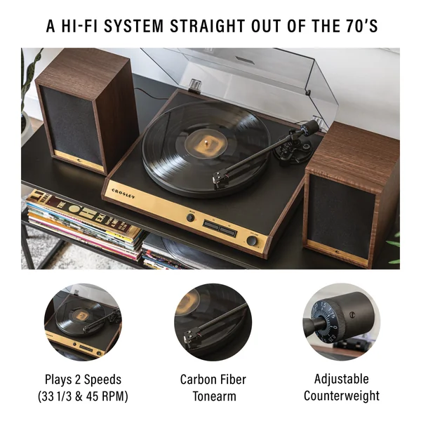Crosley C72 Turntable with Speakers (Walnut)