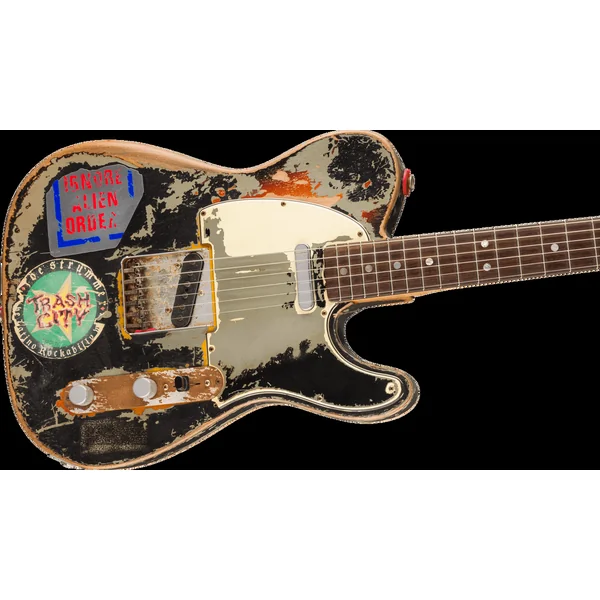 Custom Shop Joe Strummer Telecaster Masterbuilt Paul Waller Ltd - super heavy relic black o. 3-color sunburst