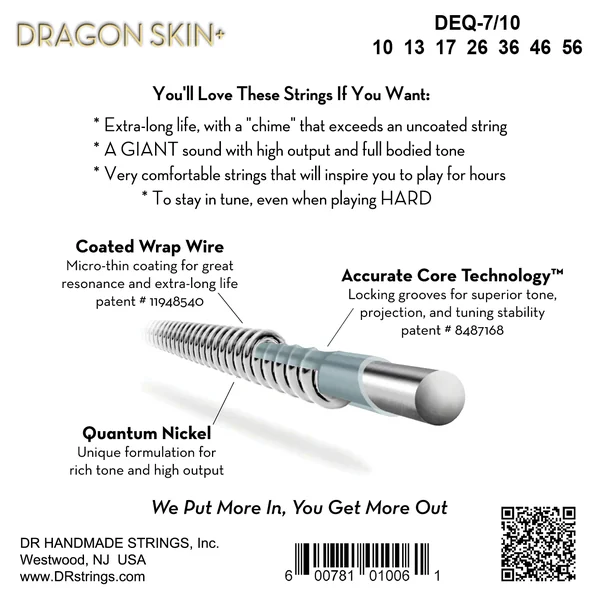 DRAGON SKIN+ Core Technology Coated Wrap 10-56 - 7-string set