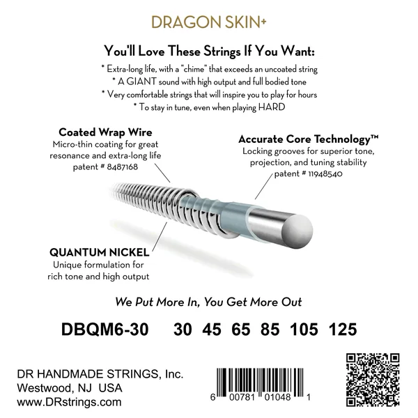 DRAGON SKIN+ Core Technology Coated Wrap 30-125 Tapered Multi-Scale - set of strings