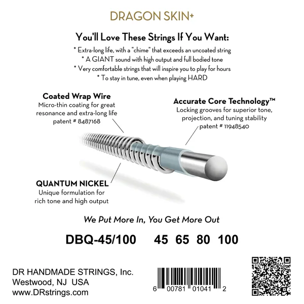 DRAGON SKIN+ Core Technology Coated Wrap 45-100 - set of 4 strings