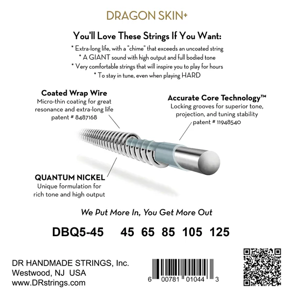 DRAGON SKIN+ Core Technology Coated Wrap 45-105 ea3 - set of 4 strings