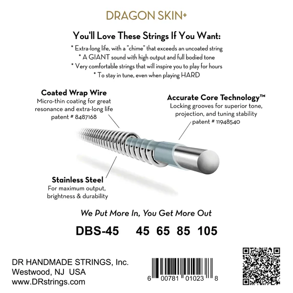 DRAGON SKIN+ Core Technology Coated Wrap 45-105 - set of 4 strings