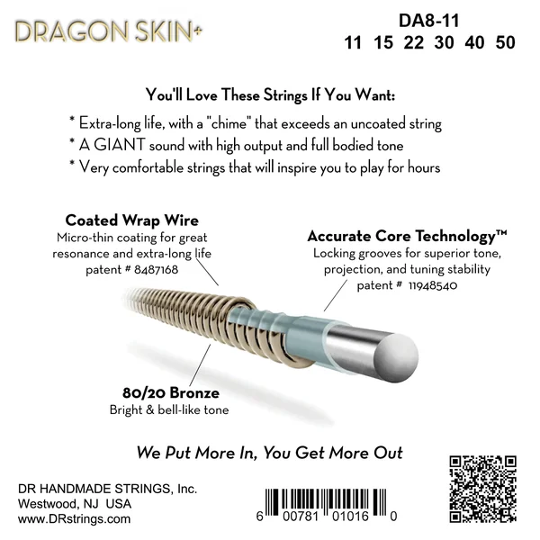 DRAGON SKIN+ Core Technology Coated Wrap 80/20 11-50 - set of strings